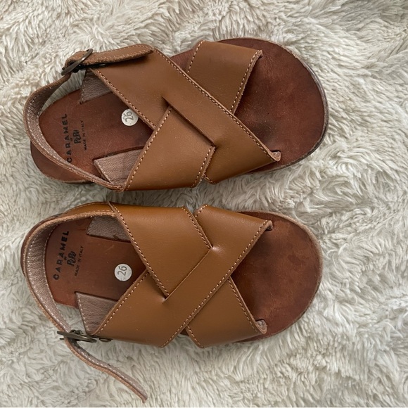 Caramel Kids Tan Leather Sandals - Picture 1 of 3